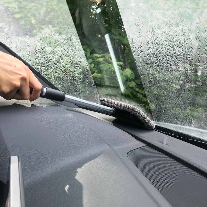 Polyte Pivoting Windshield Glass Cleaning Tool Extendable Aluminum Handle w/3 Premium Microfiber Covers - Image 4